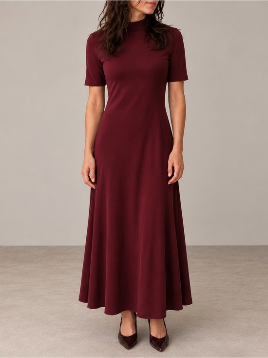 Nordstrom Dresses & Skirts - Nordstrom Burgundy Mock Neck Short Sleeve Maxi Dress Size S